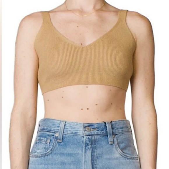 Levi's Norma Sweater Bralette. Knit. Wool bland. V neck. Tan. Size S. - Picture 1 of 9